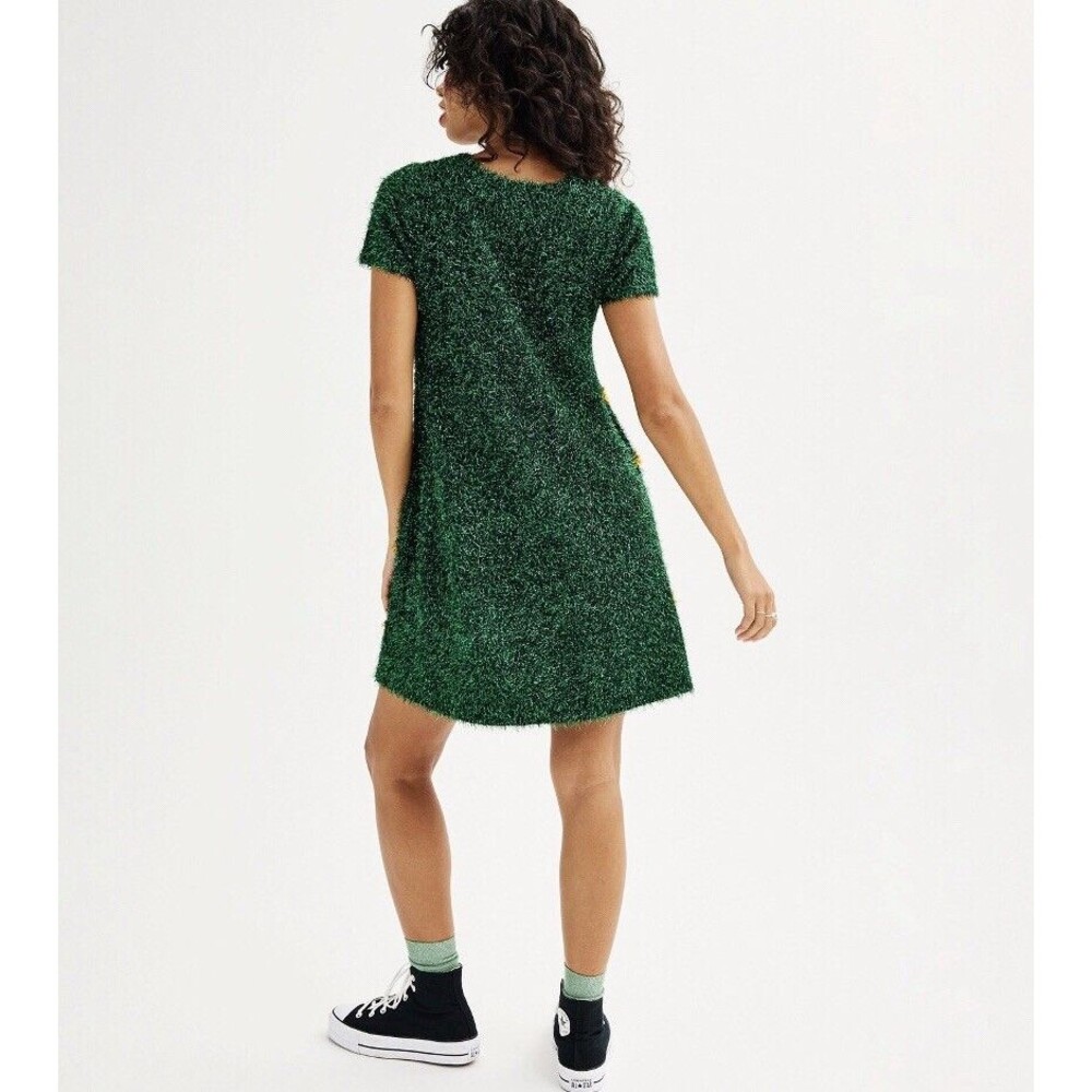 Celebrate Together Junior Dress Size S Green Sparkle Bows PomPom Knit Christmas - Picture 5 of 15